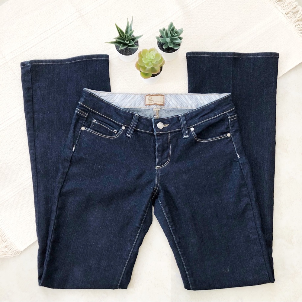 Paige Jeans Canyon Boot Sz 27 Dark Wash Fly Zip